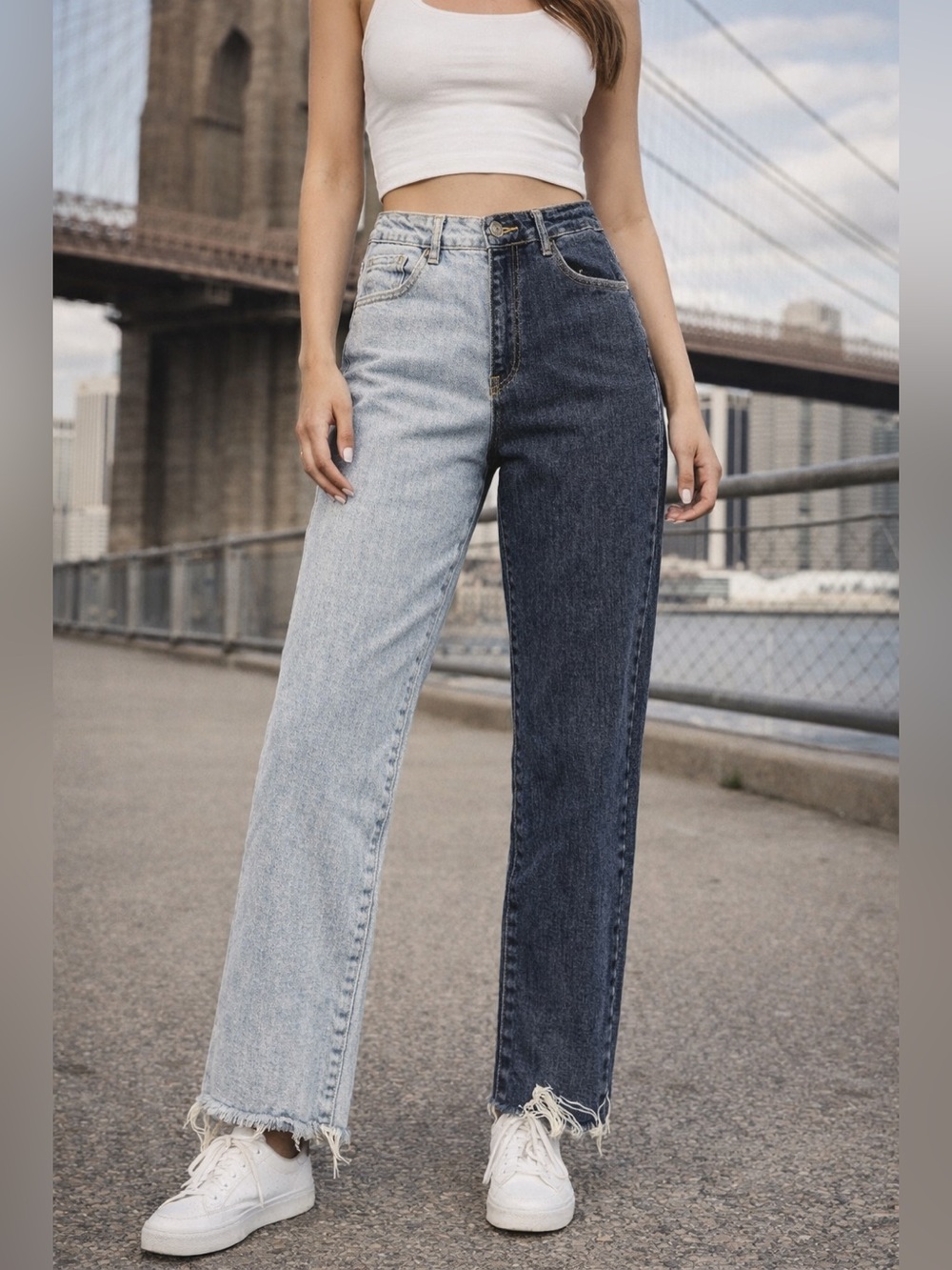 Risen Jeans Two‑Tone Frayed Hem High‑Rise Denim – Size 9/29